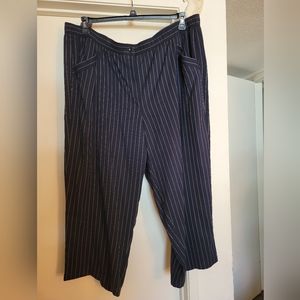 Eileen Fisher Navy pinstripe crop pants.